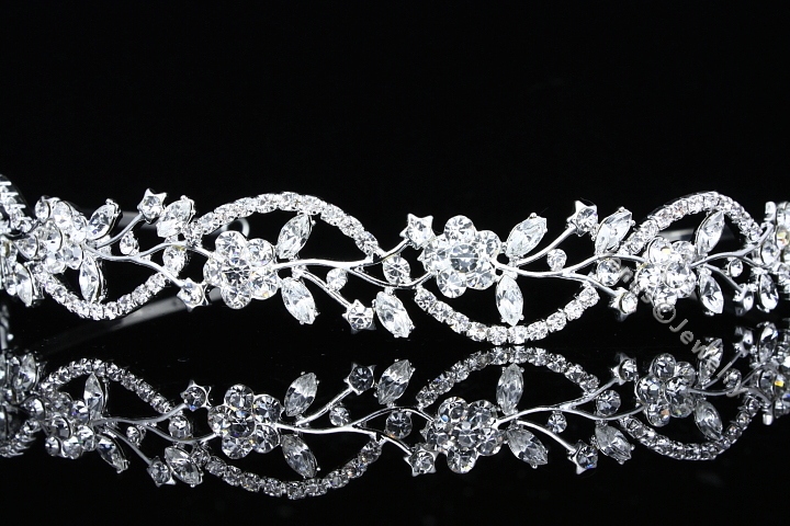 Handmade Bridal Floral Rhinestones Crystal Prom Wedding Tiara Headband ...
