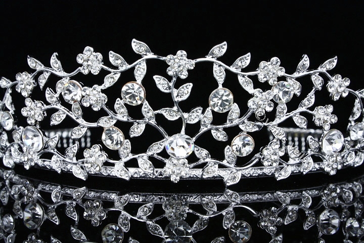 Floral Bridal Headpiece Crystal Rhinestone Prom Wedding Tiara V723